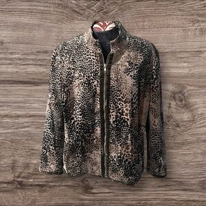 Austin Reed Classic Women’s Animal Print Velvet Zip Front Jacket Size 16W